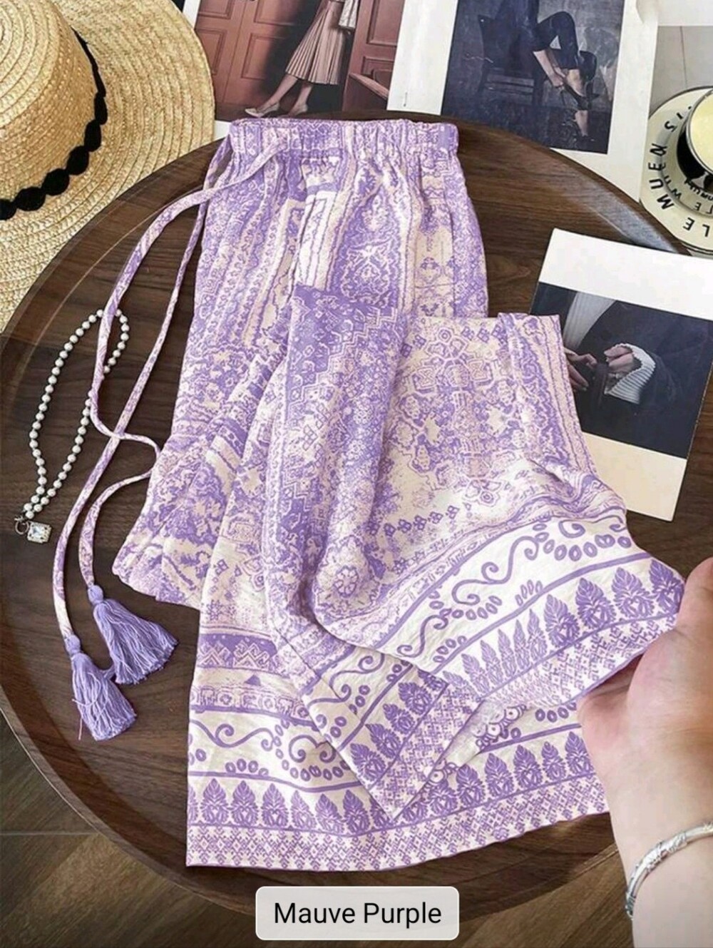 Lavender Printed Drawstring Lounge Pants